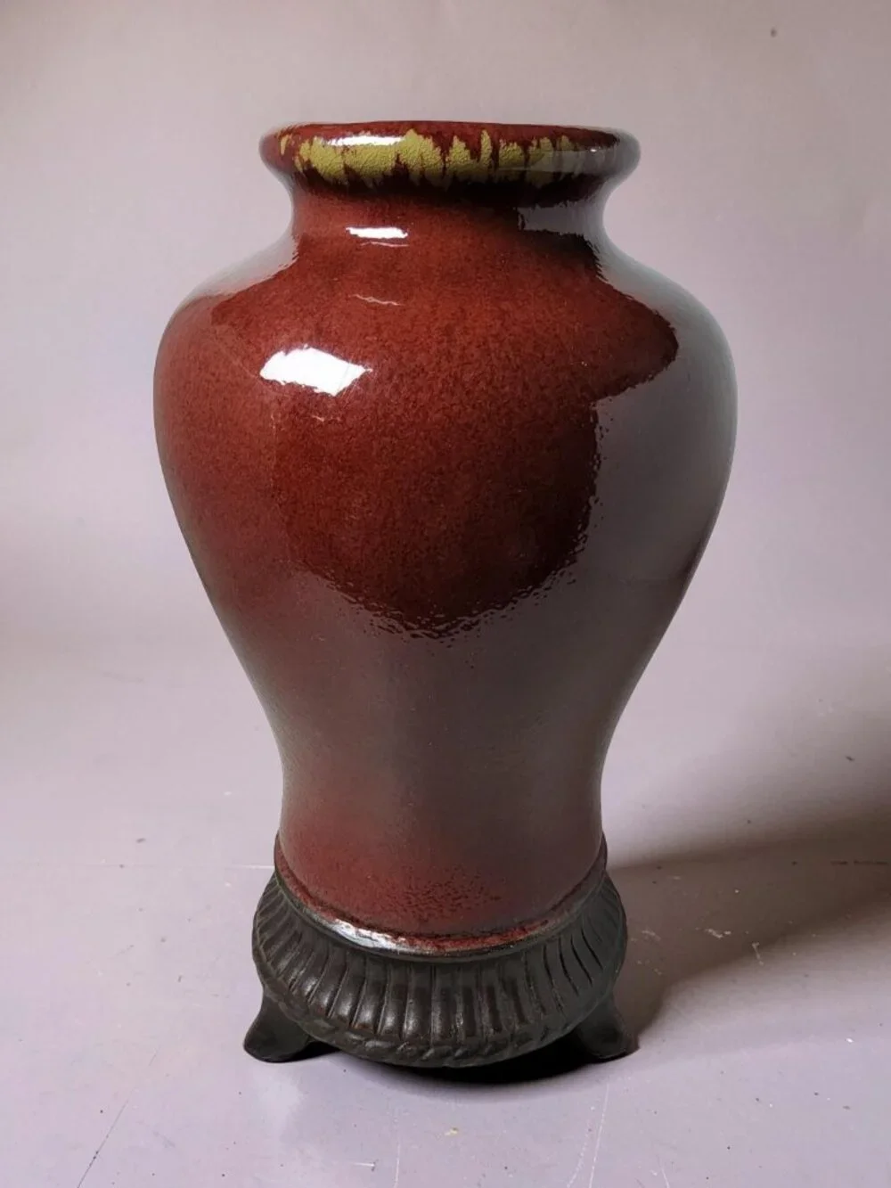 Vintage Repop Chinese porcelain vase with a oxblood red glaze.